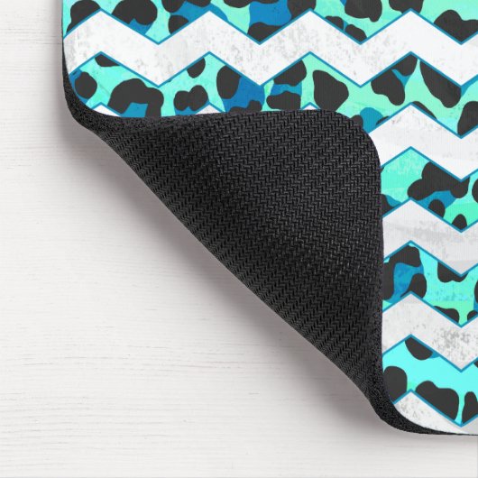Leopard Schwarz und Aquamarin Mousepad (Ecke)