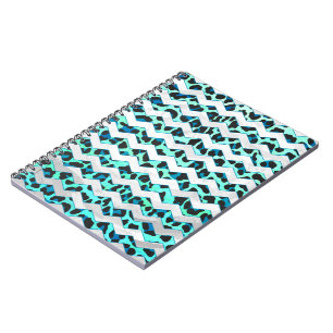 Leopard Schwarz und Aquamarin Notizblock