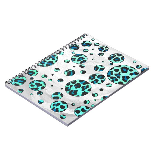 Leopard Schwarz und Aquamarin Notizblock (Linke Seite)
