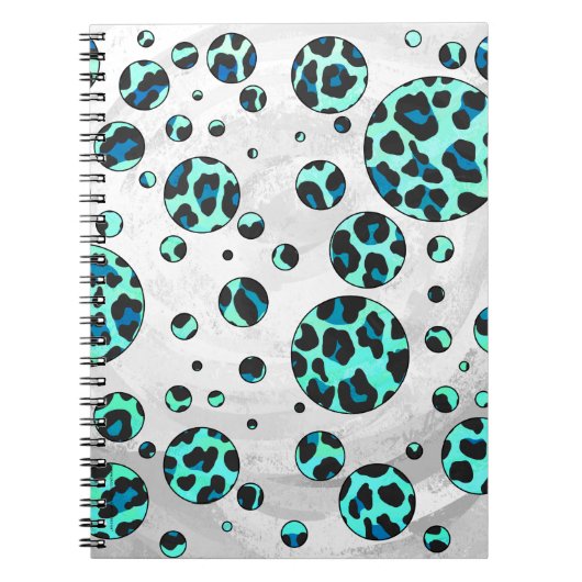 Leopard Schwarz und Aquamarin Notizblock (Vorderseite)