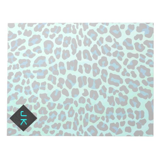 Leopard Schwarz und Aquamarin Notizblock (Vorderseite)