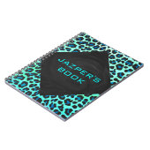 Leopard Schwarz und Aquamarin Notizblock (Linke Seite)