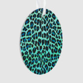 Leopard Schwarz und Aquamarin Ornament (Vorderseite)