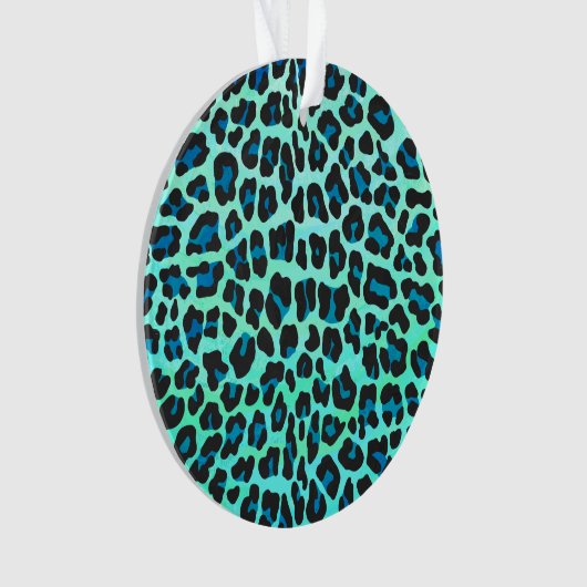 Leopard Schwarz und Aquamarin Ornament (Vorderseite)