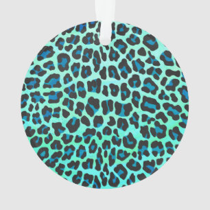 Leopard Schwarz und Aquamarin Ornament