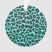 Leopard Schwarz und Aquamarin Ornament (Vorderseite)