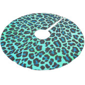 Leopard Schwarz und Aquamarin Polyester Weihnachtsbaumdecke (Schrägansicht)