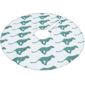 Leopard Schwarz und Aquamarin Polyester Weihnachtsbaumdecke (Schrägansicht)