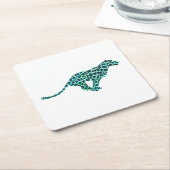 Leopard Schwarz und Aquamarin Rechteckiger Pappuntersetzer (angewinkelt)