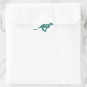 Leopard Schwarz und Aquamarin Runder Aufkleber (Tasche)