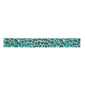 Leopard Schwarz und Aquamarin Satinband (Vorderseite)
