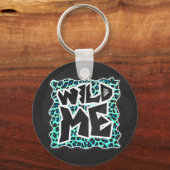 Leopard Schwarz und Aquamarin Schlüsselanhänger (Vorderseite)