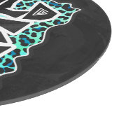 Leopard Schwarz und Aquamarin Schneidebrett (Ecke)