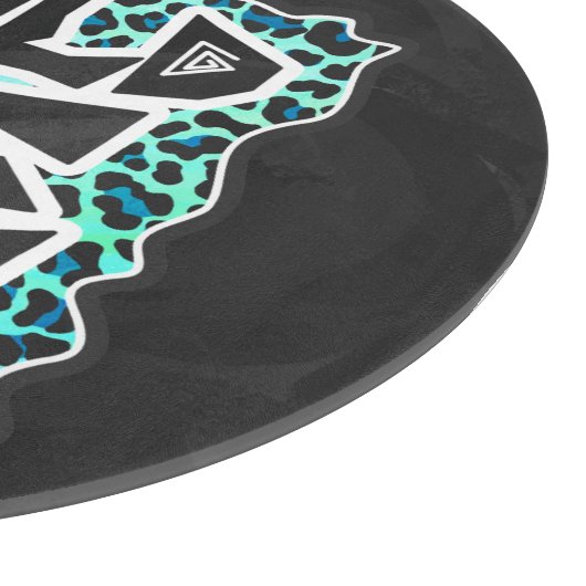 Leopard Schwarz und Aquamarin Schneidebrett (Ecke)