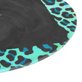 Leopard Schwarz und Aquamarin Schneidebrett (Ecke)