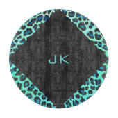 Leopard Schwarz und Aquamarin Schneidebrett (Vorderseite)