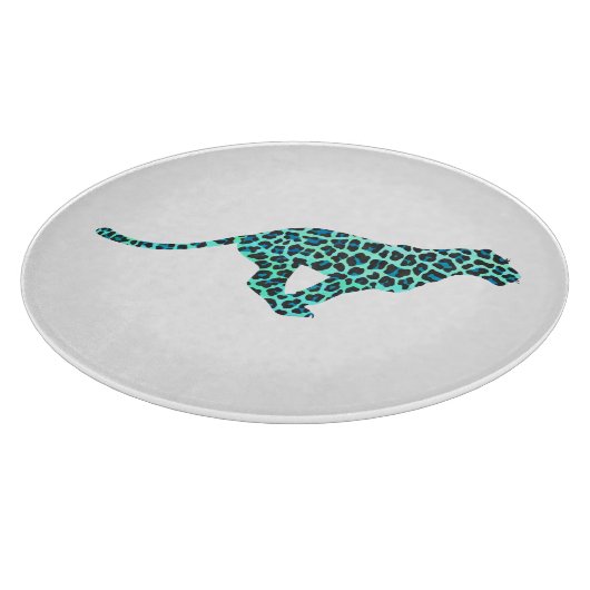 Leopard Schwarz und Aquamarin Schneidebrett (Ecke)