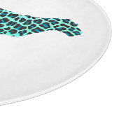 Leopard Schwarz und Aquamarin Schneidebrett (Ecke)