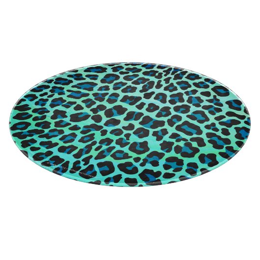 Leopard Schwarz und Aquamarin Schneidebrett (Ecke)