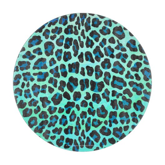 Leopard Schwarz und Aquamarin Schneidebrett (Vorderseite)