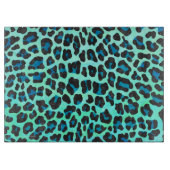 Leopard Schwarz und Aquamarin Schneidebrett (Vorderseite)
