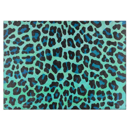 Leopard Schwarz und Aquamarin Schneidebrett (Vorderseite)