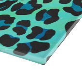 Leopard Schwarz und Aquamarin Schneidebrett (Ecke)