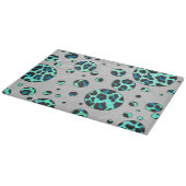 Leopard Schwarz und Aquamarin Schneidebrett (Ecke)