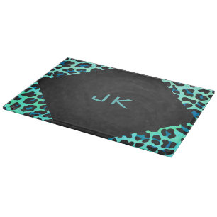 Leopard Schwarz und Aquamarin Schneidebrett