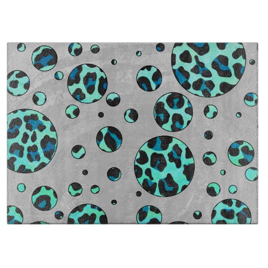 Leopard Schwarz und Aquamarin Schneidebrett (Vorderseite)