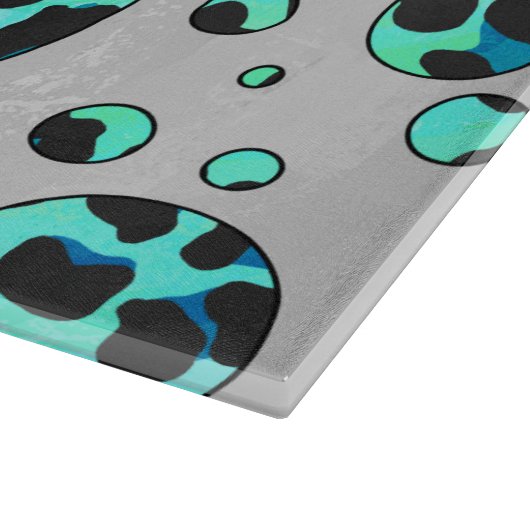 Leopard Schwarz und Aquamarin Schneidebrett (Ecke)