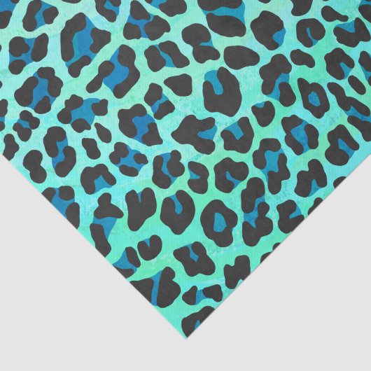 Leopard Schwarz und Aquamarin Seidenpapier (Ausschnitt)