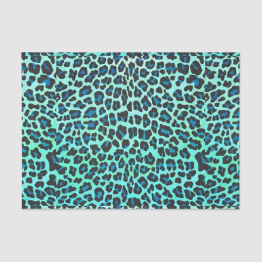 Leopard Schwarz und Aquamarin Seidenpapier (Vorderseite)