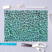 Leopard Schwarz und Aquamarin Seidenpapier (Handwerk)