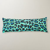 Leopard Schwarz und Aquamarin Seitenschläferkissen (Rückseite)