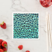 Leopard Schwarz und Aquamarin Serviette (Beispiel)