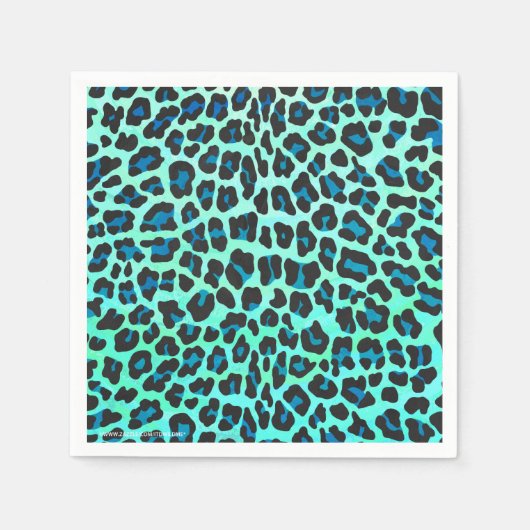 Leopard Schwarz und Aquamarin Serviette (Vorderseite)