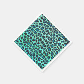 Leopard Schwarz und Aquamarin Serviette (Ecke)