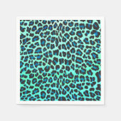 Leopard Schwarz und Aquamarin Serviette (Vorderseite)