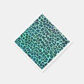 Leopard Schwarz und Aquamarin Serviette (Ecke)
