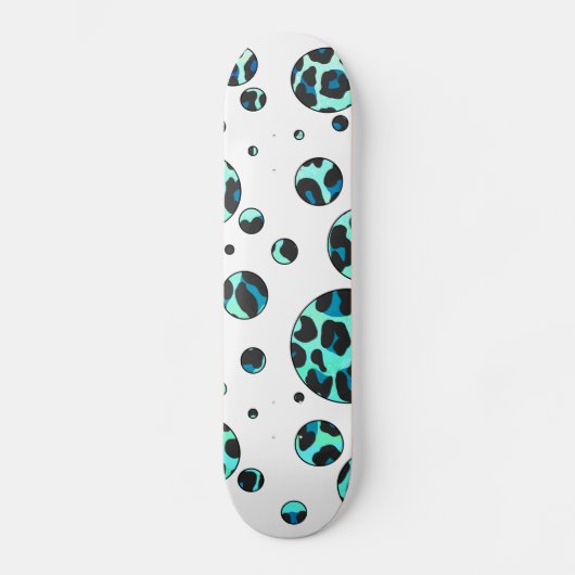 Leopard Schwarz und Aquamarin Skateboard (Vorderseite)