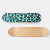 Leopard Schwarz und Aquamarin Skateboard (Horizontal)