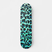 Leopard Schwarz und Aquamarin Skateboard (Vorne)