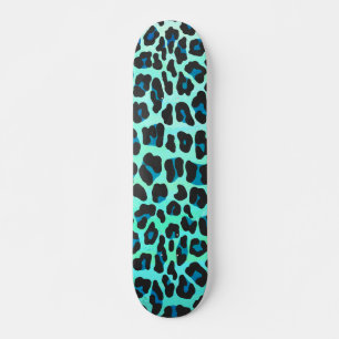 Leopard Schwarz und Aquamarin Skateboard