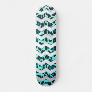 Leopard Schwarz und Aquamarin Skateboard