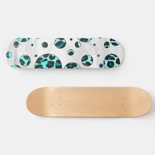 Leopard Schwarz und Aquamarin Skateboard (Horizontal)