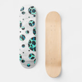 Leopard Schwarz und Aquamarin Skateboard (Vorderseite)