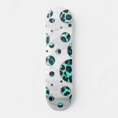 Leopard Schwarz und Aquamarin Skateboard (Vorderseite)