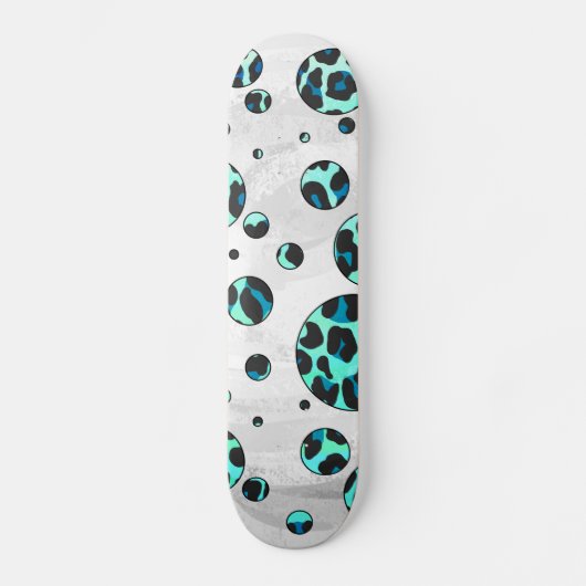 Leopard Schwarz und Aquamarin Skateboard (Vorderseite)