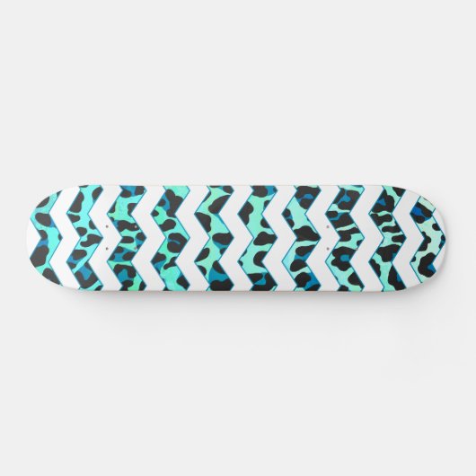 Leopard Schwarz und Aquamarin Skateboard (Horizontal)